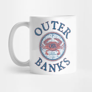 Outer Banks (OBX), North Carolina, with Atlantic Blue Crab on Wind Rose Mug